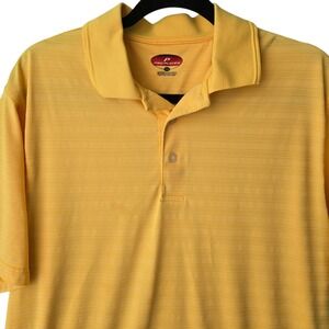 Pro Player Mens Yellow Striped Polo Shirt Medium Short Sleeve Golf Athletic Top
